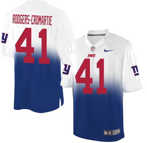 Men's Limited Dominique Rodgers-Cromartie Nike Jersey White/Royal Blue - #41 Fadeaway NFL New York Giants